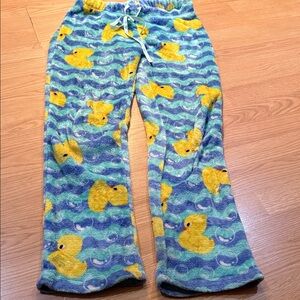 Woman Pajamas with Duck Print - Blue and Yellow